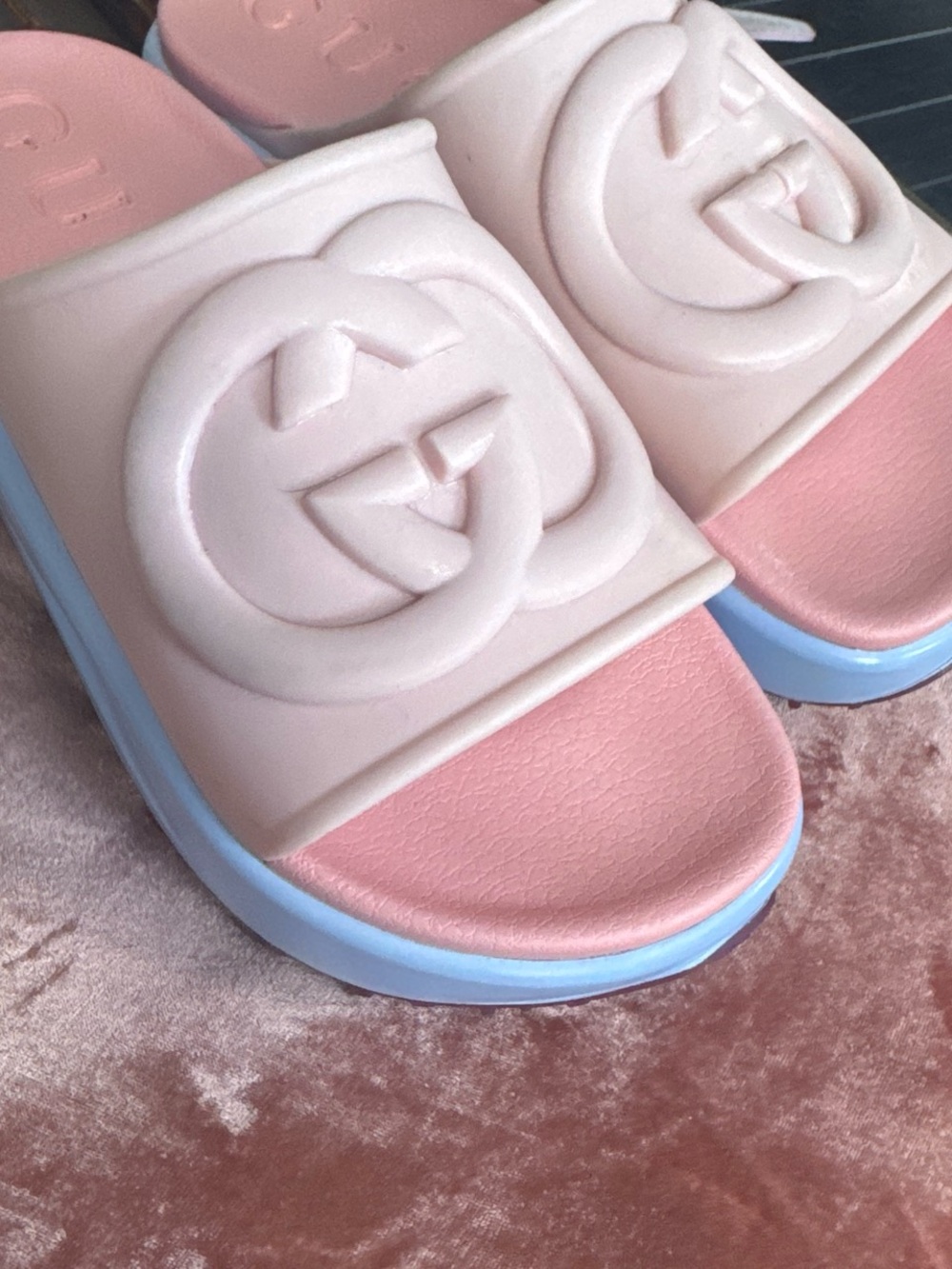 Gucci Pink pool platform slides